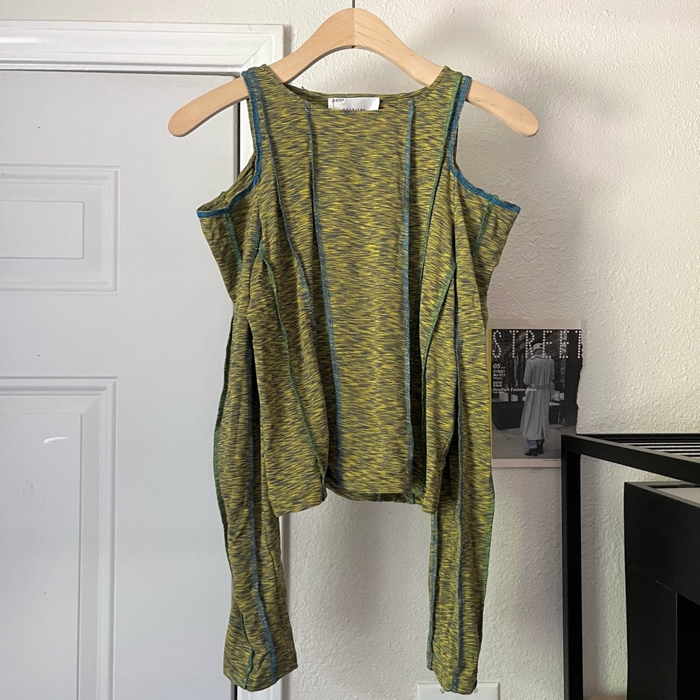 NWT HOSBJERG green cutout cold shoulder knit‎ long sleeve top tee